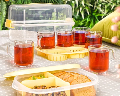 ست چایخوری 6 نفره مسافرتی پاستیلی لیمون