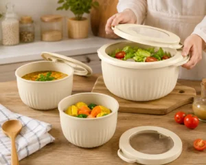 ظروف نگهداری کرمی لیمون برای نگهداری سوپ، سالاد و سبزیجات در آشپزخانه